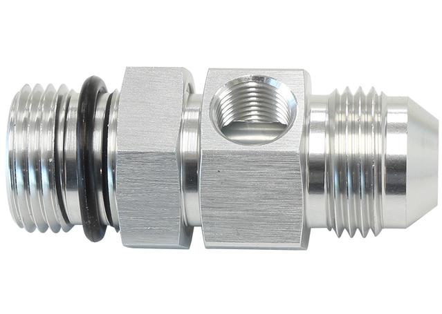 Aeroflow AF904-06S -6ORB To -6AN With 1/8" Port Silver