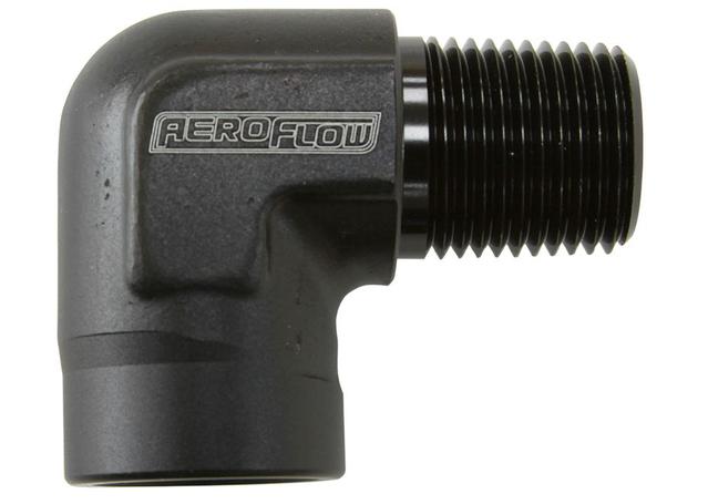 Aeroflow AF914-04BLK 90Deg Female - Male Elbow 1/4 Npt