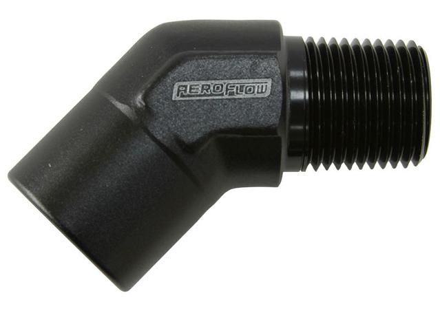 Aeroflow AF915-04BLK 45Deg Female - Male Elbow 1/4 Npt