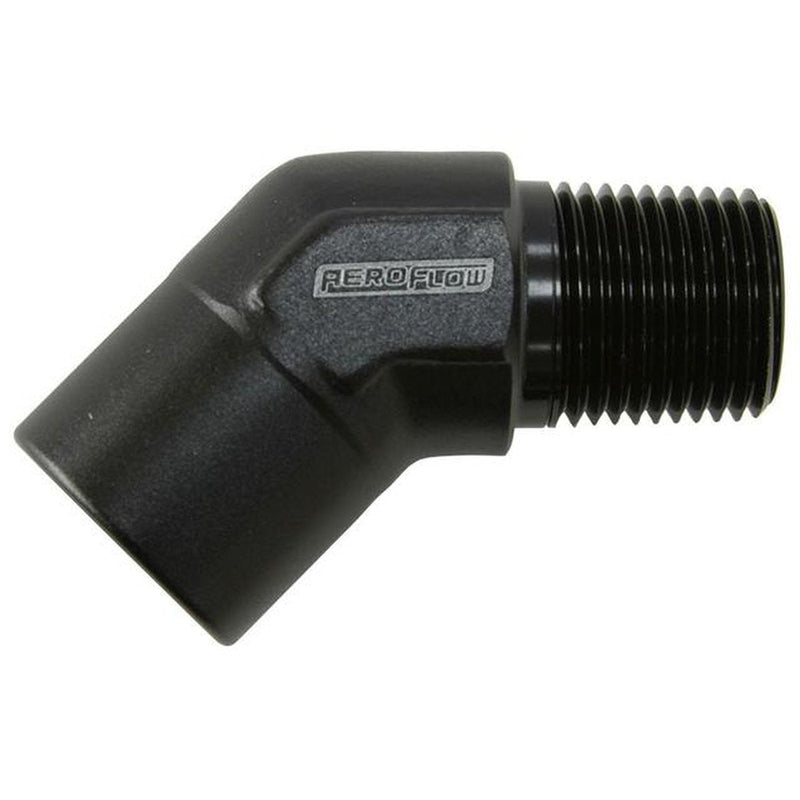 Aeroflow AF915-08BLK 45Deg Female - Male Elbow 1/2 Npt