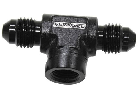Aeroflow AF918-04-02BLK -4AN Male Tee With 1/8 On Side