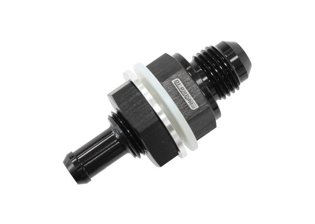 Aeroflow AF927-06-05BLK -6AN Bulkhead Fitting W/ 5/16 Barb