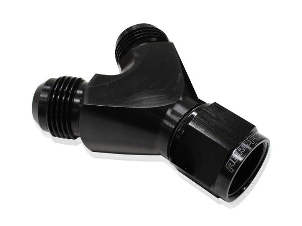 Aeroflow AF931-08-06BLK Y Piece -8 Swivel Nut 2x -6AN