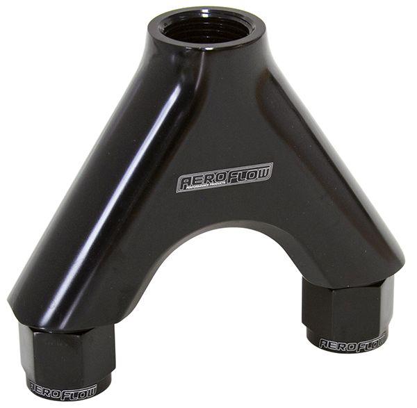 Aeroflow AF939-08-10BLK Billet Y-Piece 2X -8AN Female To