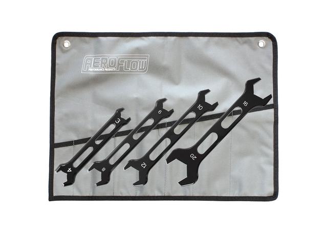 Aeroflow Double Ended Pro Spanner 4pc Black -3AN To -20AN
