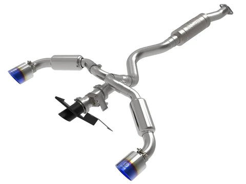 aFe aFe 23-24 Toyota GR Corolla L3 1.6L (t) Gemini XV 3in to 2-1/2in Cat Back Exhaust w/ Blue Flame Tips