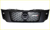 Black aftermarket grill for nissan navara nismo with honeycomb mesh pattern and fusion badge on the front side