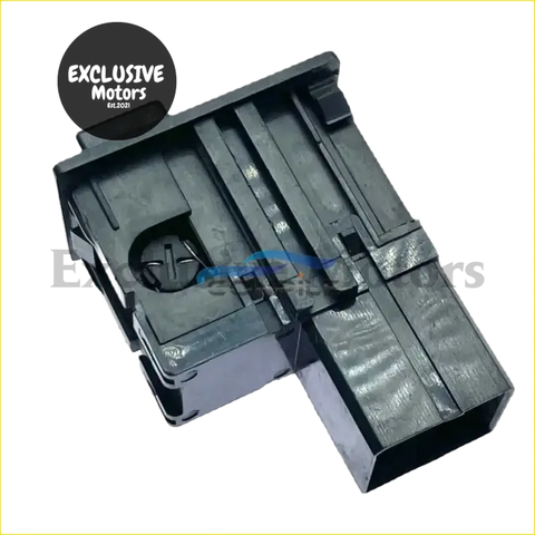 Black plastic air conditioning ac switch connector with molded ridges and circular opening for nissan pickup d21 d22