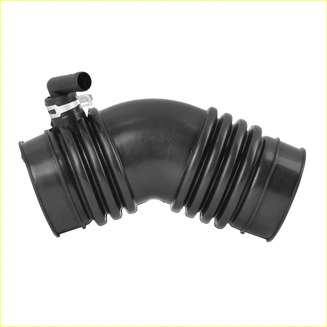 Black rubber air intake hose with ribbed texture and metal clamp for toyota 4runner pickup v6 3.0l 1989-1995