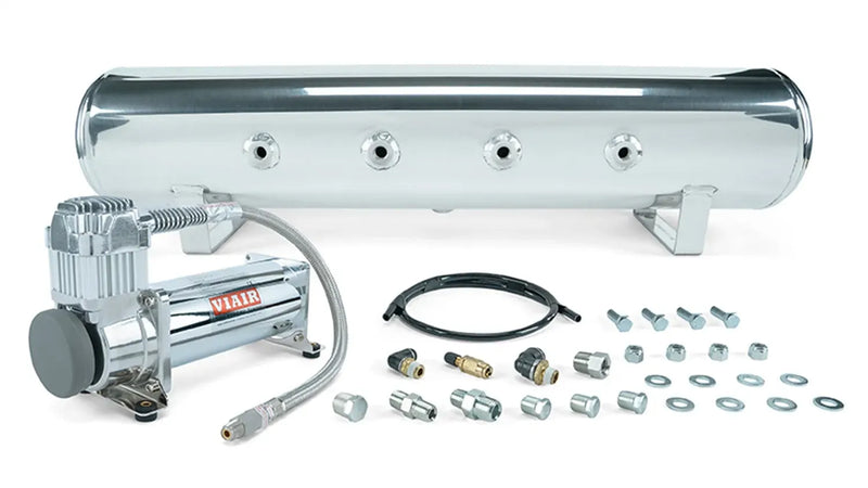 Air Lift 4 Gal. 7-Port Tank w/ Viair 444c Chrome Compressor - Incl. Fittings & Mounting Hardware