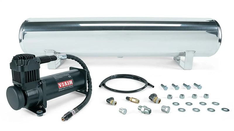 Air Lift 4 Gal. Polished Tank w/ Viair 444b Blk Compressor Incl. Fittings & Mounting Hardware