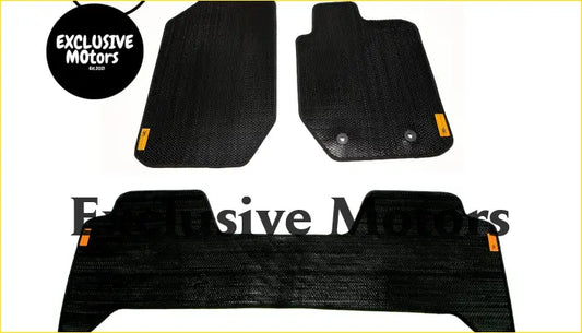 Black textured all-weather floor mats with reinforced edges and yellow tags for Ford Ranger 3m 2011-2020