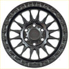 Black matte alpha combat off-road wheel with rugged textured rim and spoke design 17x9 6x139.7 offset 0