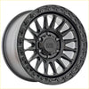 Alpha combat matt black 17x9 alloy wheel with rugged multi spoke design and aluminum off road branding center