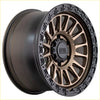 Alpha ceram alpha combat 17x9 alloy wheel in matt bronze with black lip featuring intricate spokes and embossed logo