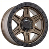 Alpha contra 18 offroad mux alloy wheel with matte bronze black lip rugged spoke design and bolted lug nut caps