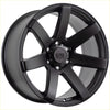 Black matte alloy wheel alpha gauntlet 2 with seven spokes and alpha gt-road center cap in 20 plus 10 6139 size