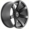 Black matte-finished alloy wheel with five-spoke design and alpha gt-road center cap from alpha gauntlet 2 series
