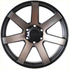 Black and bronze two-tone alloy wheel with multi-spoke design and alpha brand center cap for aftermarket cars