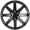 Black matte finish alloy wheel alpha nomad with bold multi spoke design and alpha logo center in 20 30 6114 size