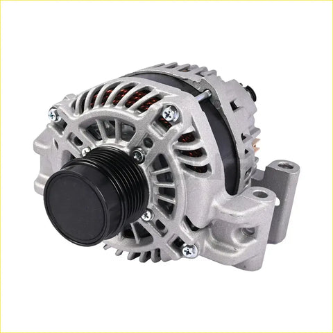 Silver aluminum alternator with ribbed cooling and black plastic parts for jeep cherokee compass and chrysler 200
