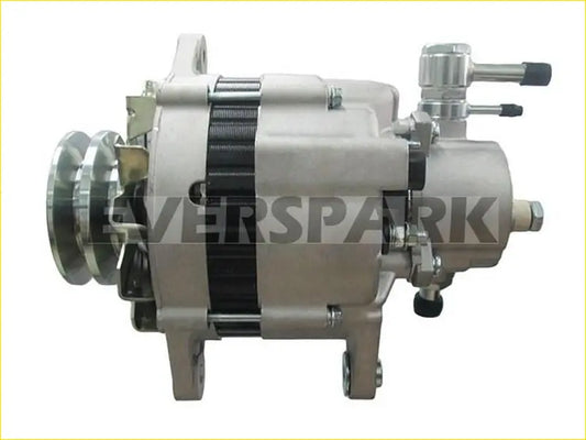 Silver metallic alternator with black ribbed belt housing and chrome accents for nissan navara d21 td27 1986-1997