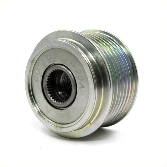 Silver metallic alternator pulley with threaded bore and ribbed surface for nissan urvan caravan homy dx gx ae50 e25 2wd