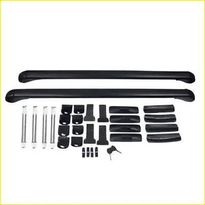 Black rubberized aluminium alloy roof rack bars with matching hardware for Toyota Camry Kia Cerato Rio Holden Captiva