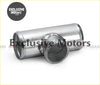 Shiny chrome stainless steel exhaust manifold with polished cylindrical body and welded joint for 51mm aluminium blow off valve adapter t pipe fitting
