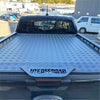 Silver metallic aluminium heavy-duty diamond plate hard lid with lite offroad branding for toyota hilux 2015 2021+