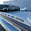 Silver metallic aluminium heavy-duty hard lid with diamond plate texture and ventilation slots for toyota hilux bed