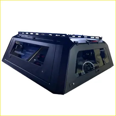 Black plastic roof rack with integrated storage and central control knob for aluminium tub canopy fit ford ranger and isuzu dmax
