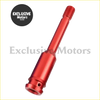 Red anodized aluminum connecting rod for motorcycle engine shown with aluminum extension gear shifter lever 134 mm shift stick