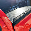 Black diamond plate aluminum hard lid truck bed liner with integrated led lights and steelroad branding for ford ranger 2022+