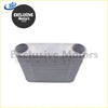 Silver aluminum intercooler with ribbed rectangular design and threaded ends for isuzu d-max 2002-2015