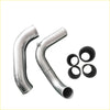 Silver metallic turbocharger intake manifold with four black gaskets for aluminum intercooler piping nissan gu y61 3.0l crd