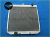 Silver aluminum radiator with thin metal fins and black capped fittings for 1969-1972 ford falcon fairlane xy