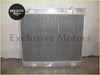 Silver aluminum radiator with thin vertical fins and mounting brackets for 2005-2009 toyota hiace 25l turbo diesel