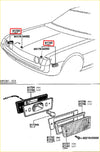 Black plastic rear license plate light assembly with metal brackets and bulb socket for toyota hilux rn20 rn30 sr5 1972-1978 showing back side