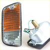 Amber signal lights x2 for nissan datsun 620 1972-1979 with orange and clear lens and black trim textured grid pattern