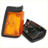 Orange-tinted rectangular led corner turn signal light with black plastic housing and wiring for datsun nissan 720 king cab