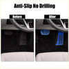Blue anti-slip brake and gas pedal covers with vertical grooves for offroad 4wd ute no-drill install