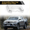Shiny chrome finished armrest box rear cup holder cover trim for toyota tundra 2022-2024 shown from back side