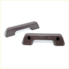 Dark brown plastic armrest handles with textured matte finish and rounded ends for nissan datsun 720 ute 1980-1986
