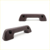 Dark brown textured metal grab handles with rounded ends and two holes for nissan datsun king cab 720 armrest