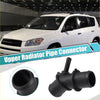 Black plastic upper radiator pipe connector for toyota rav4 2009-2012 shown from the back side