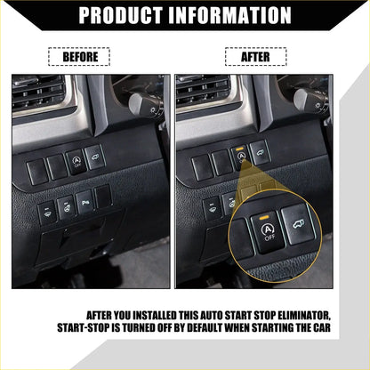 Black auto start stop eliminator with yellow accent around a off button for toyota highlander 2015 2021
