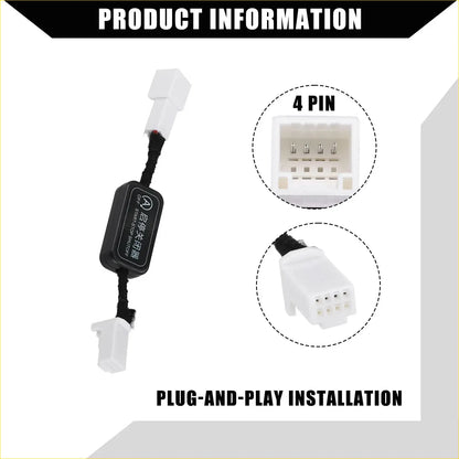 Black and white 4-pin auto start stop a-off cable for Toyota Highlander with compact body and black braided cable