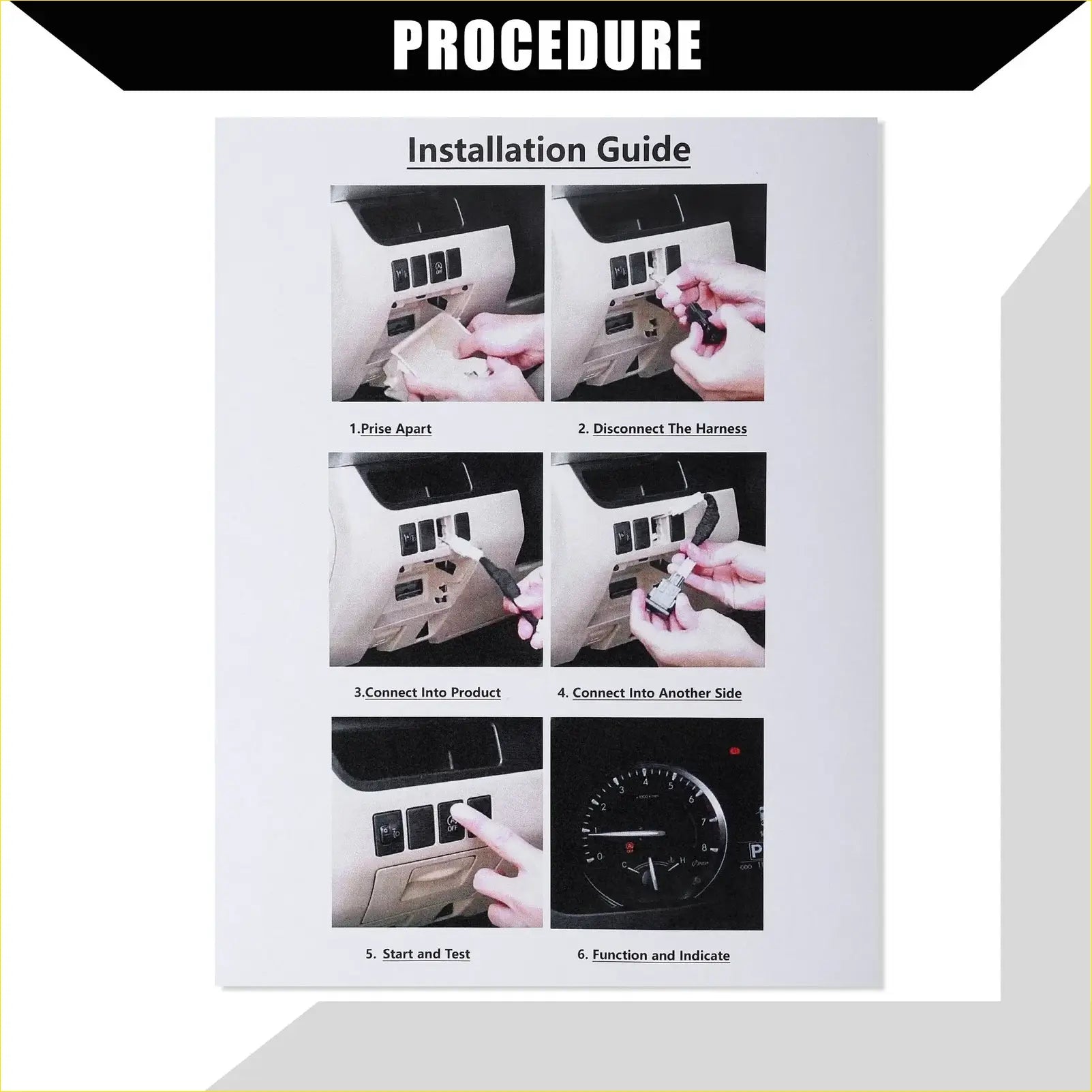 Installation guide for auto start stop a-off cable harness for toyota highlander 2015-2021 showing wiring details