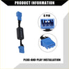 Blue 6-pin auto start stop a-off cable adapter with black housing and braided cable for Toyota RAV4 2020-2023